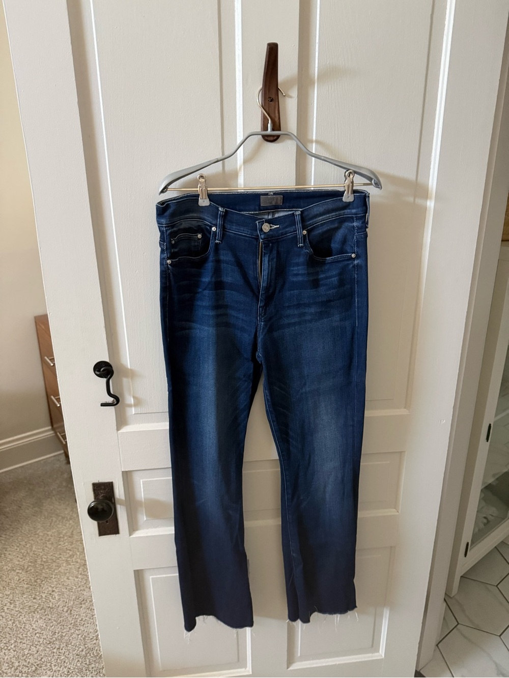MOTHER Dark Blue Wide-Leg Flare Jeans